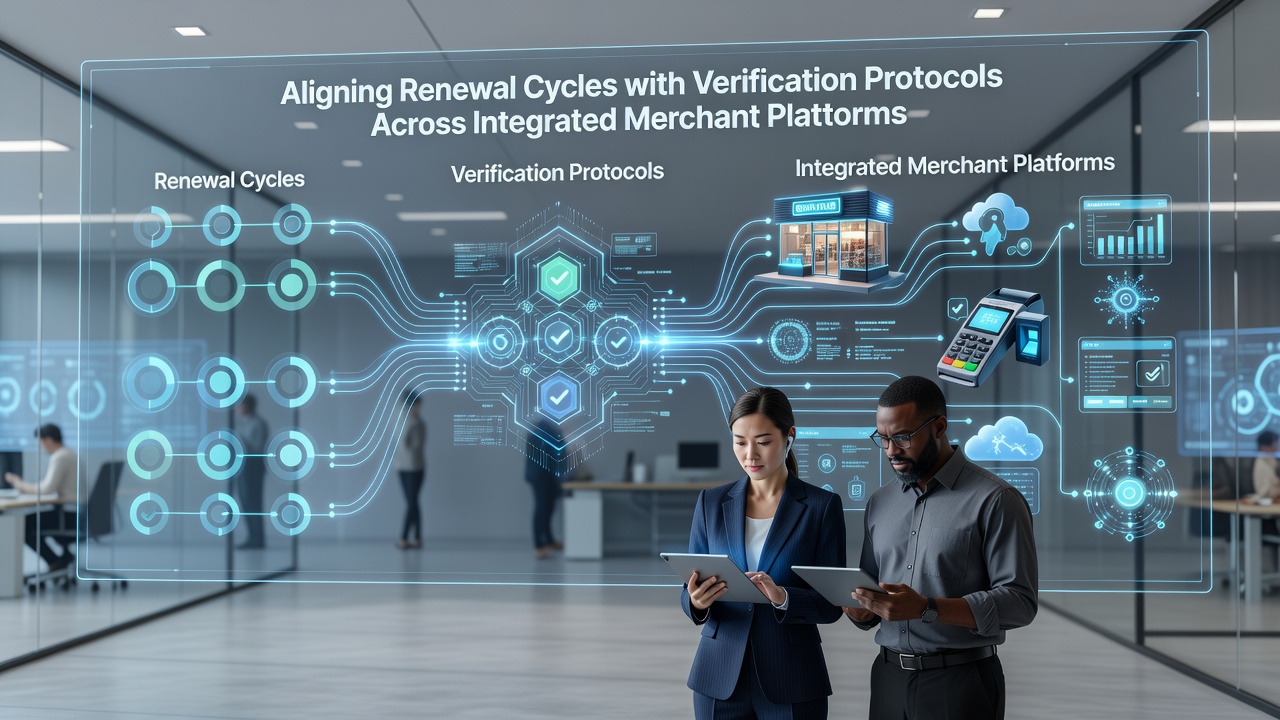 Integrated merchant platforms displaying synchronized renewal and verification dashboards