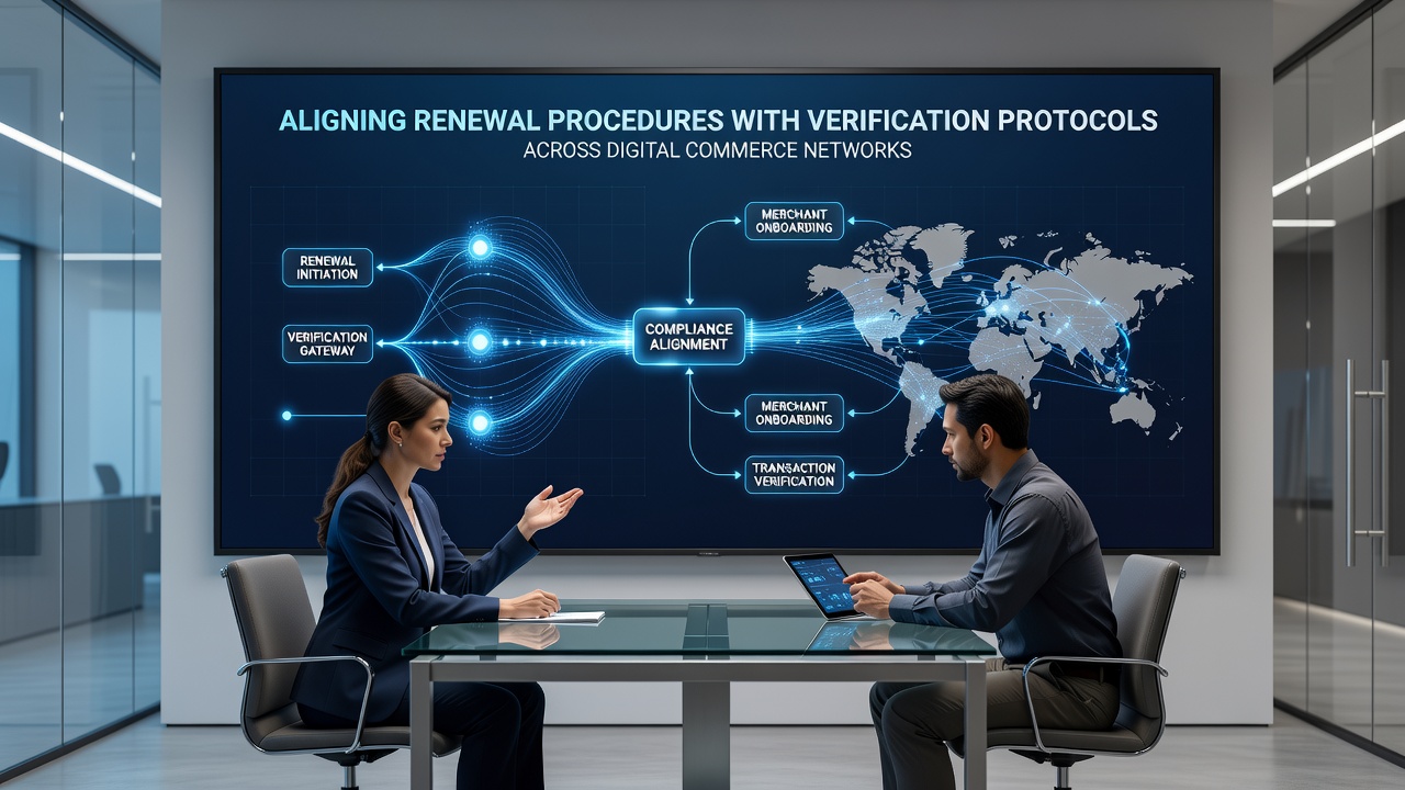 Flowchart illustrating synchronized renewal and verification steps in electronic transaction networks