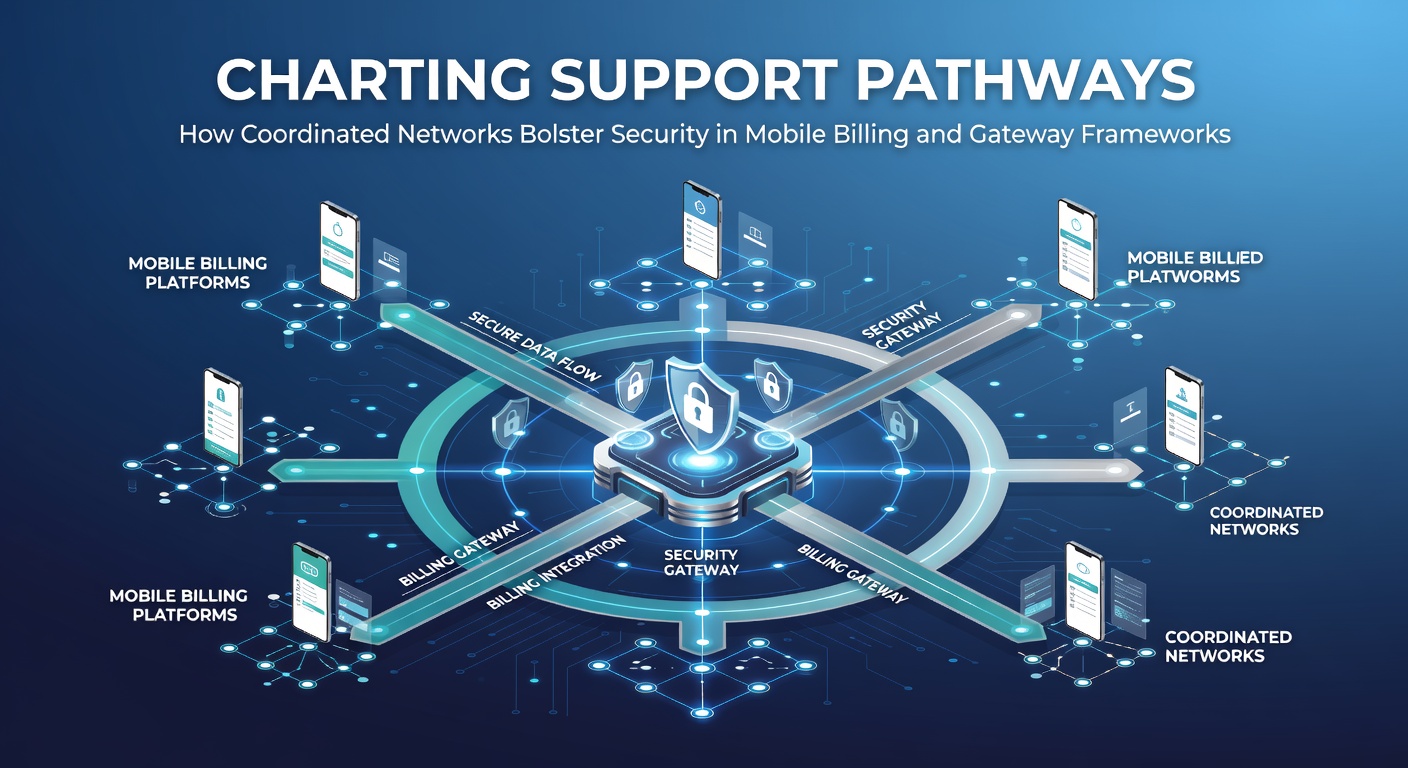 Diagram showing interconnected support pathways linking mobile billing systems and payment gateways for enhanced security coordination