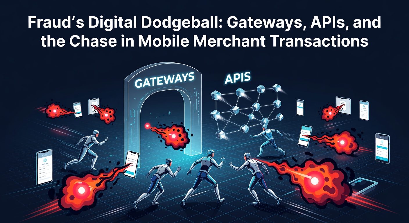Dynamic visualization of fraudsters dodging security measures in a digital payment network, highlighting gateways and API connections