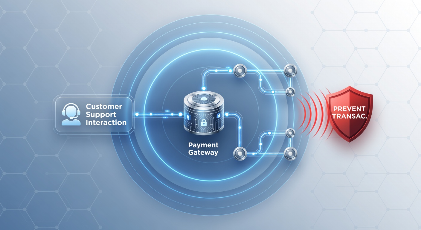 Flowchart illustrating support ticket data moving into payment gateway fraud detection layers